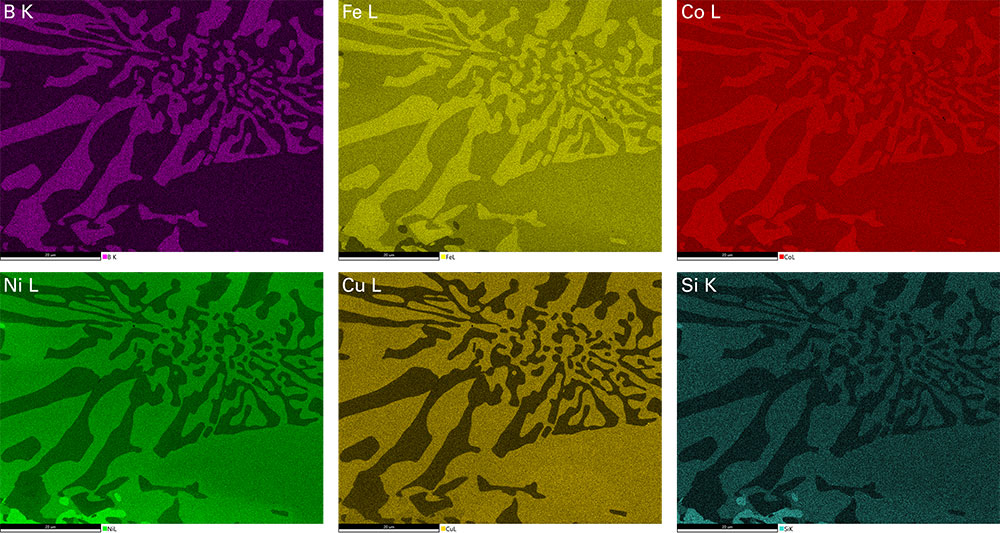 Elemental maps of the elements under 3 kV with the Octane Elite Ultra.